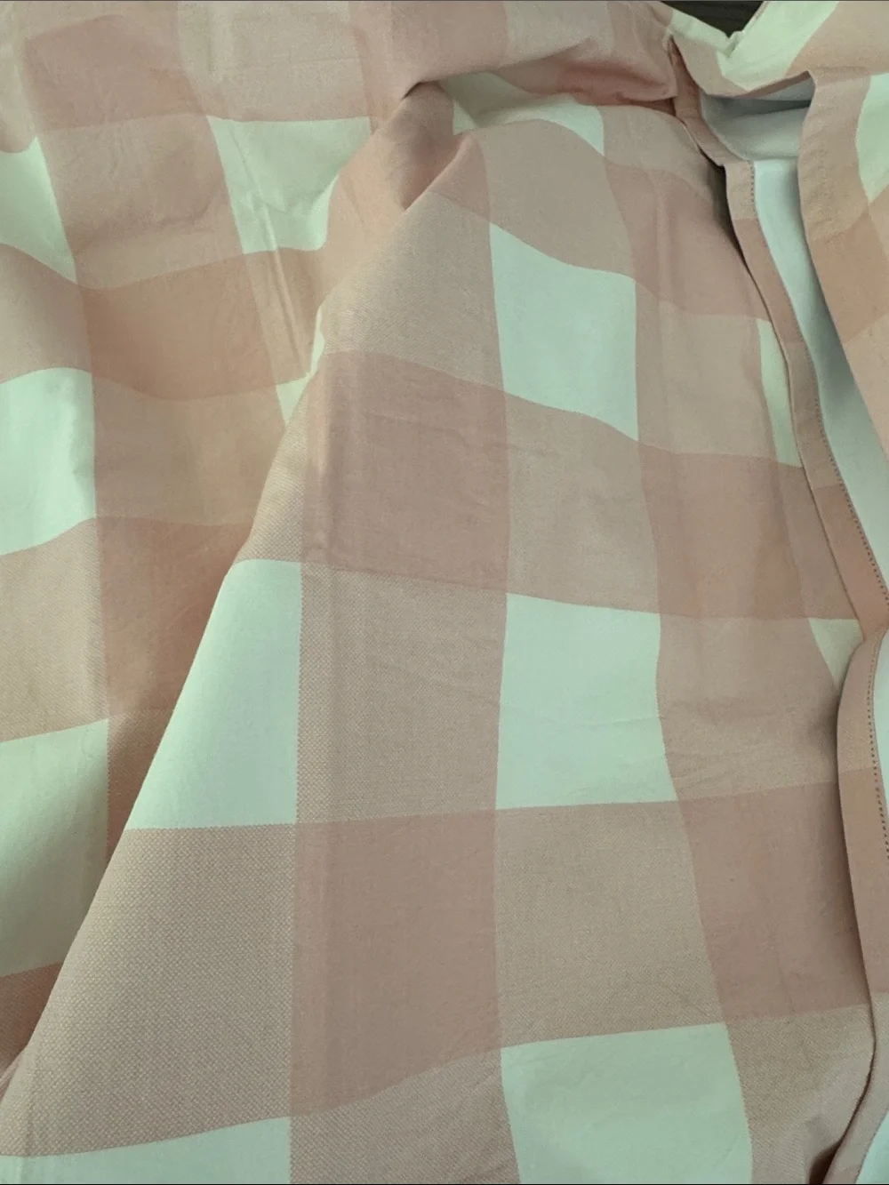 Crate&Barrel Pink and Cream Buffalo-Check Curtain Panels